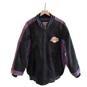 Vintage Lakers Suede Varsity Jacket | G-III Carl Banks | Retro NBA L